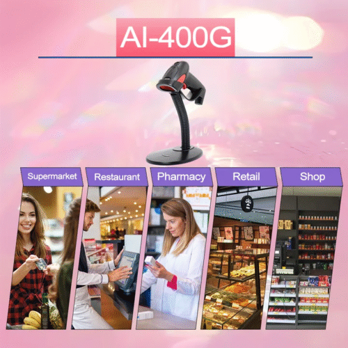 Automatic Barcode Scanner with Stand — High-Speed Hands-Free Scanning