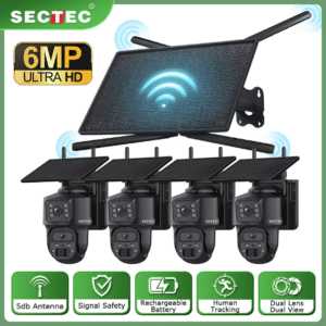 4 Dual-Lens Smart Security Cameras + Solar-Powered 4G Router